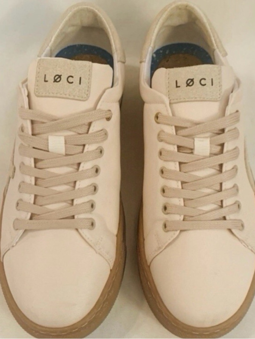 LØCI Cream Leather Sneakers with Tan Sole